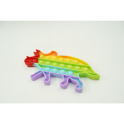Jucarie antistres din silicon, Klevo, Pop It Now and Flip It, Dinozaur mic, Multicolor V3