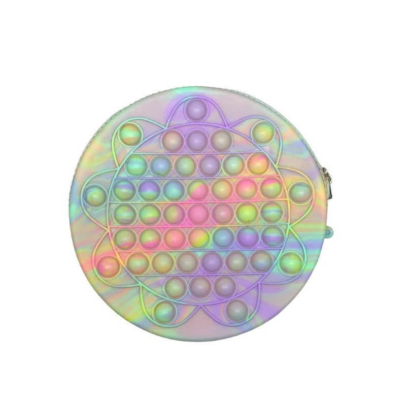 Jucarie antistres din silicon, Klevo, Pop It Now and Flip It, Geanta de umar, Floarea soarelui, Macarons