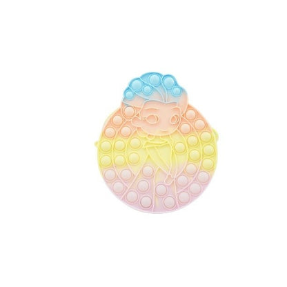 Jucarie antistres din silicon, Klevo, Pop It Now and Flip It, Geanta de umar, Mica printesa, 16 cm, Macarons