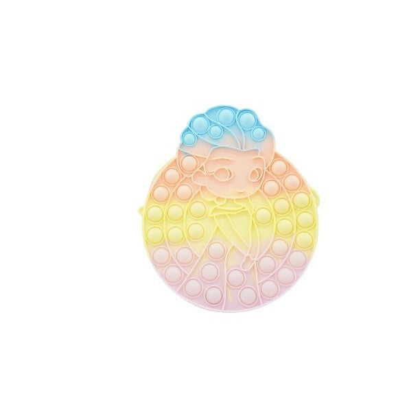 Jucarie antistres din silicon, Klevo, Pop It Now and Flip It, Geanta de umar, Mica printesa, 16 cm, Macarons