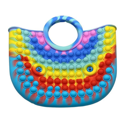 Jucarie Antistres din silicon Klevo, Pop It Now And Flip It, Geanta mare, 28 cm, Multicolor, Model 2