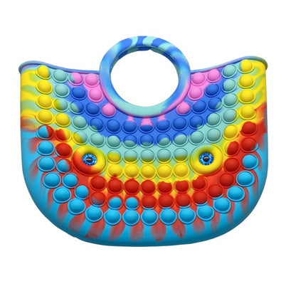 Jucarie Antistres din silicon Klevo, Pop It Now And Flip It, Geanta mare, 28 cm, Multicolor, Model 2