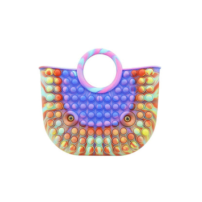 Jucarie Antistres din silicon Klevo, Pop It Now And Flip It, Geanta mare, 28 cm, Multicolor, Model 3