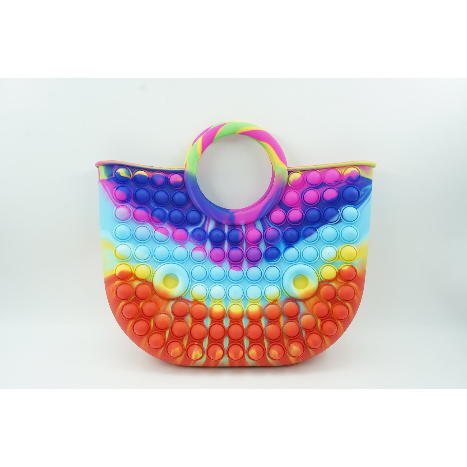 Jucarie Antistres din silicon Klevo, Pop It Now And Flip It, Geanta mare, 28 cm, Multicolor, Model 6