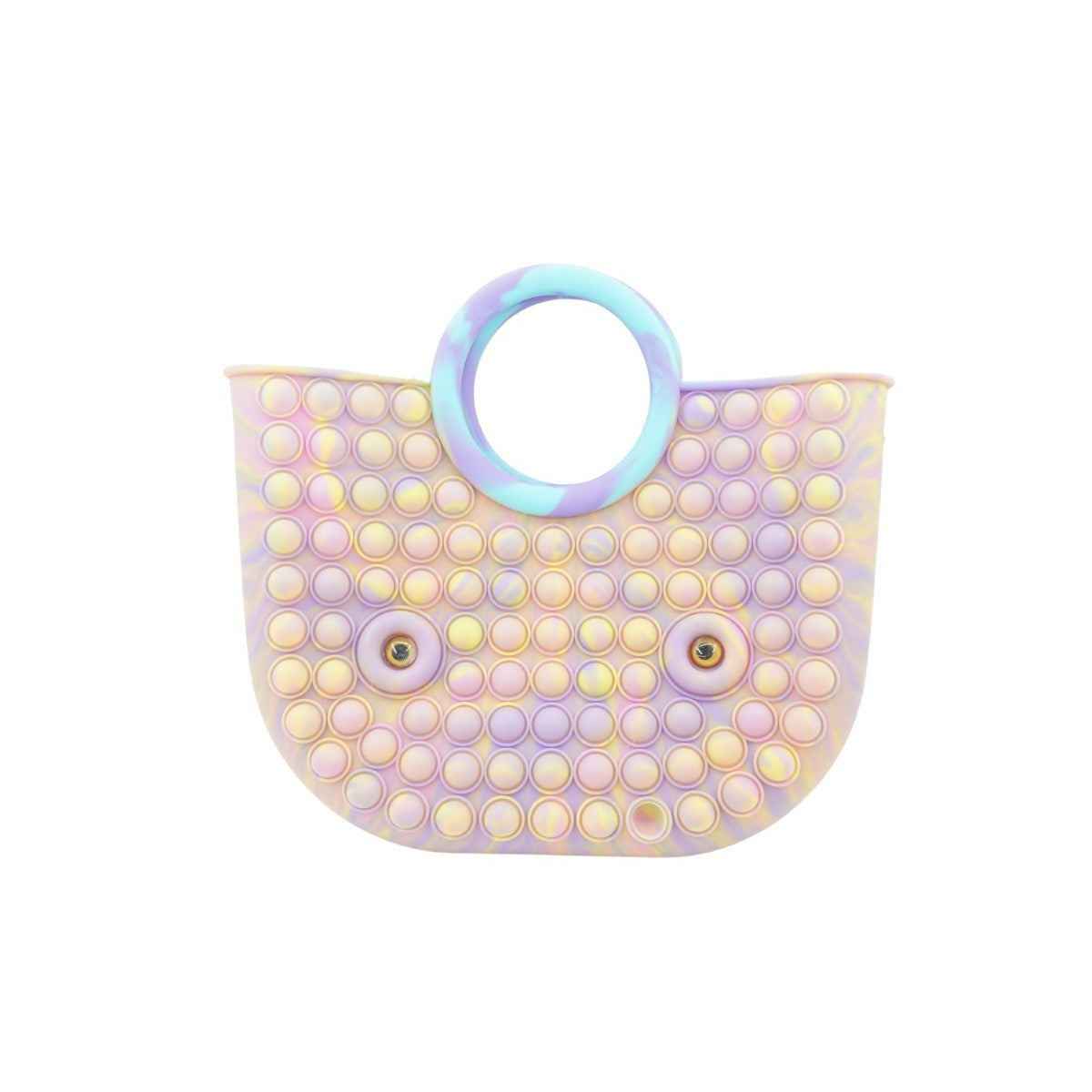 Jucarie Antistres din silicon Klevo, Pop It Now And Flip It, Geanta mare, 28 cm, Multicolor, Model 6 V2