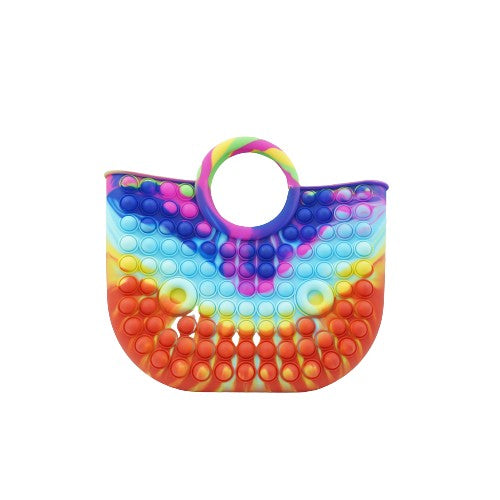 Jucarie Antistres din silicon Klevo, Pop It Now And Flip It, Geanta mare, 28 cm, Multicolor, Model 6