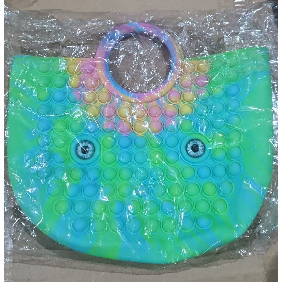 Jucarie Antistres, Klevo, Tip Pop It Now and Flip It, Geanta, din Silicon, 28 cm, Multicolor