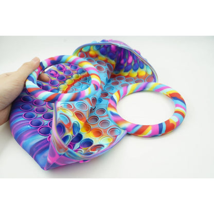 Jucarie Antistres din silicon Klevo, Pop It Now And Flip It, Geanta mare, 28 cm, Multicolor, V1
