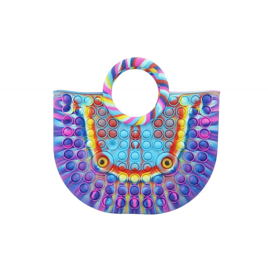 Jucarie Antistres din silicon Klevo, Pop It Now And Flip It, Geanta mare, 28 cm, Multicolor, V1