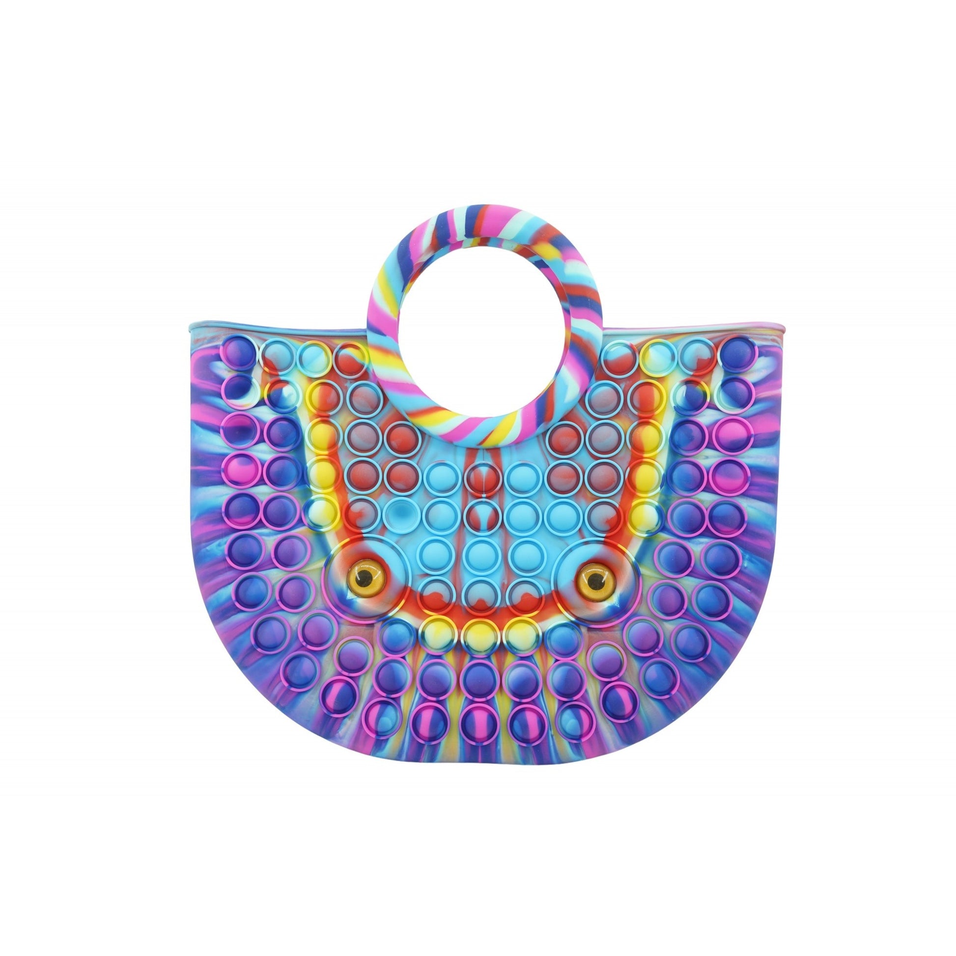 Jucarie Antistres din silicon Klevo, Pop It Now And Flip It, Geanta mare, 28 cm, Multicolor, V1