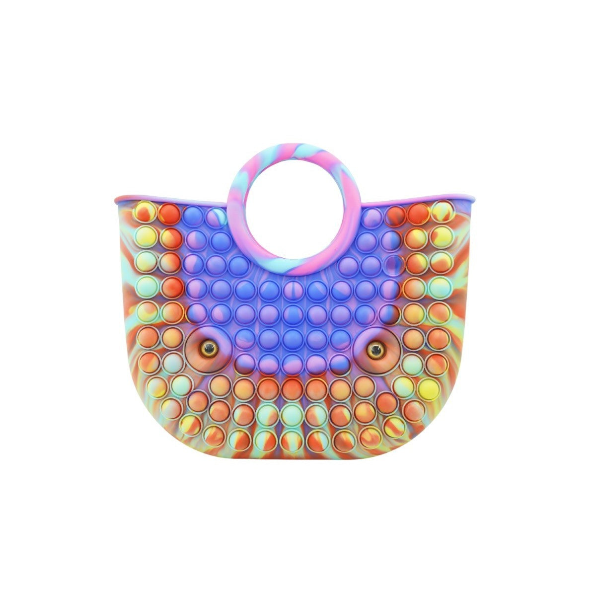 Jucarie Antistres din silicon Klevo, Pop It Now And Flip It, Geanta mare, 28 cm, Multicolor, V5