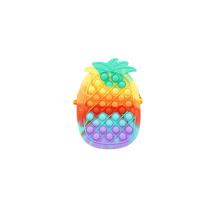 Jucarie antistres din silicon, Klevo, Pop It Now and Flip It, Geanta mica, Ananas, Multicolor, Model 1