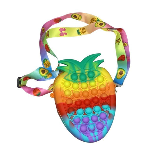Jucarie antistres din silicon, Klevo, Pop It Now and Flip It, Geanta mica, Ananas, Multicolor, Model 2