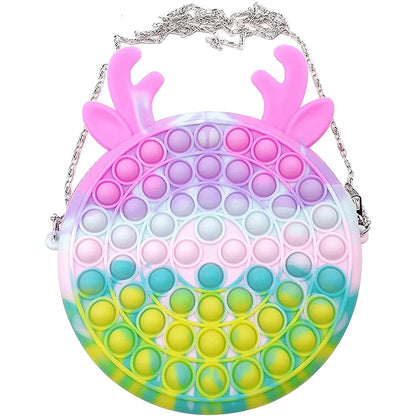 Jucarie antistres din silicon Klevo, Pop it Now and Flip It ,Geanta ,Multicolor