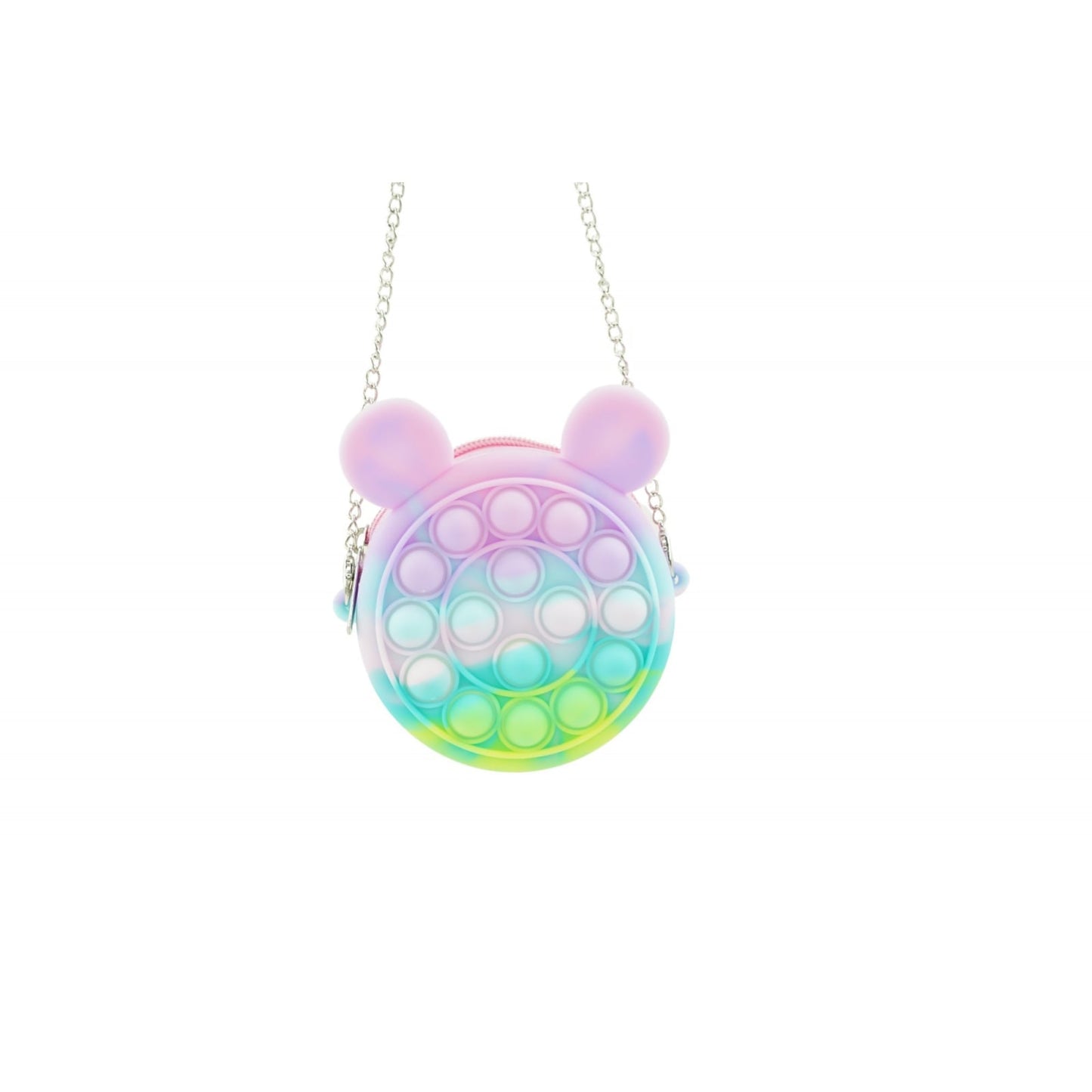 Jucarie antistres din silicon Klevo, Pop it Now and Flip It ,Mini Geanta, Mickey Mouse, 6 cm, Macarons