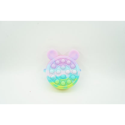 Jucarie antistres din silicon Klevo, Pop it Now and Flip It ,Mini Geanta, Mickey Mouse, 6 cm, Macarons