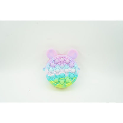 Jucarie antistres din silicon Klevo, Pop it Now and Flip It ,Mini Geanta, Mickey Mouse, 6 cm, Macarons