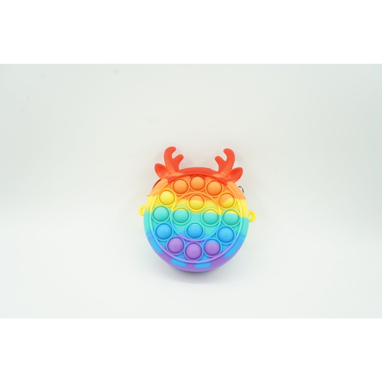 Jucarie antistres din silicon Klevo, Pop it Now and Flip It ,Mini Geanta, Ren, 6 cm, Curcubeu