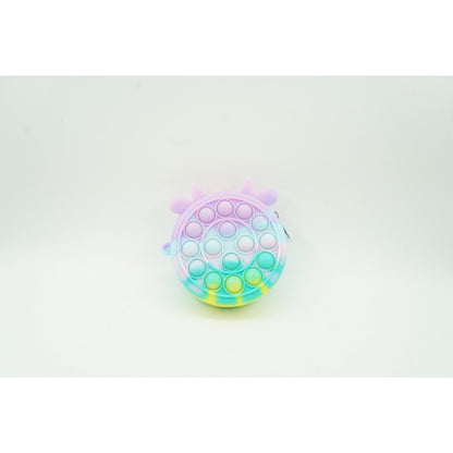 Jucarie antistres din silicon Klevo, Pop it Now and Flip It ,Mini Geanta, Vacuta, 6 cm, Macarons