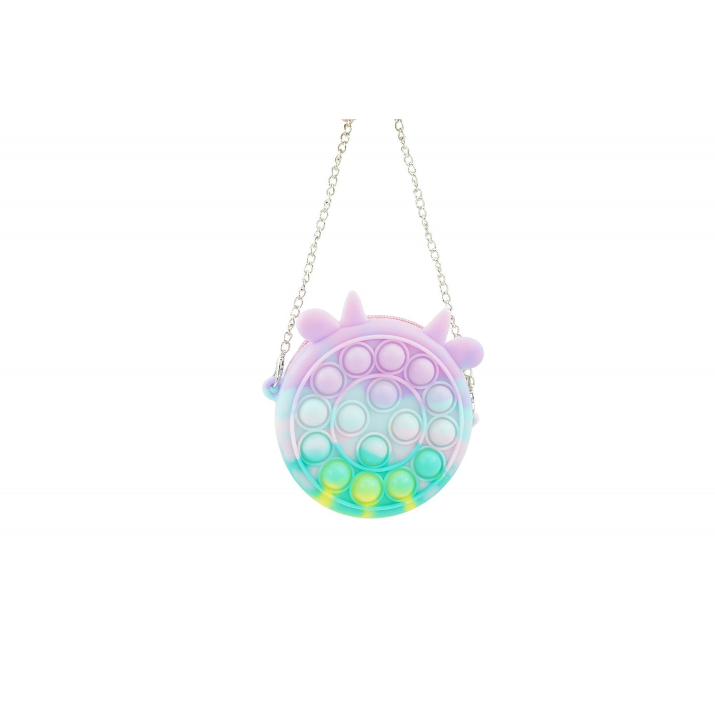 Jucarie antistres din silicon Klevo, Pop it Now and Flip It ,Mini Geanta, Vacuta, 6 cm, Macarons