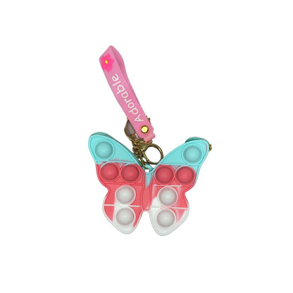 Jucarie antistres din silicon, Klevo, Pop It Now and Flip It, Portofel fluturas, Bleu/Alb