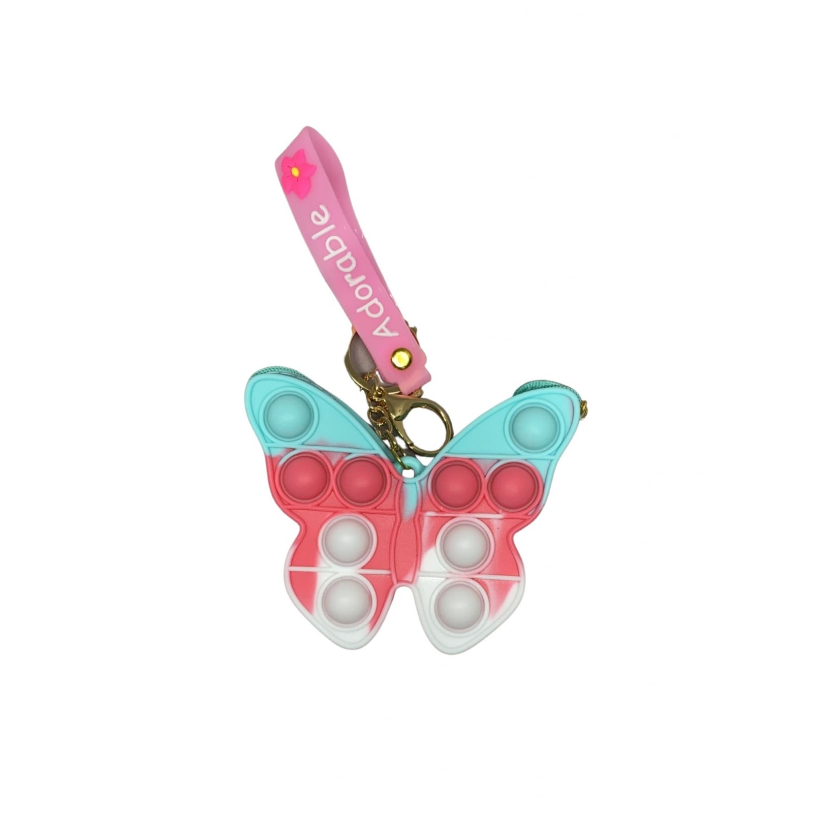 Jucarie antistres din silicon, Klevo, Pop It Now and Flip It, Portofel fluturas, Bleu/Alb