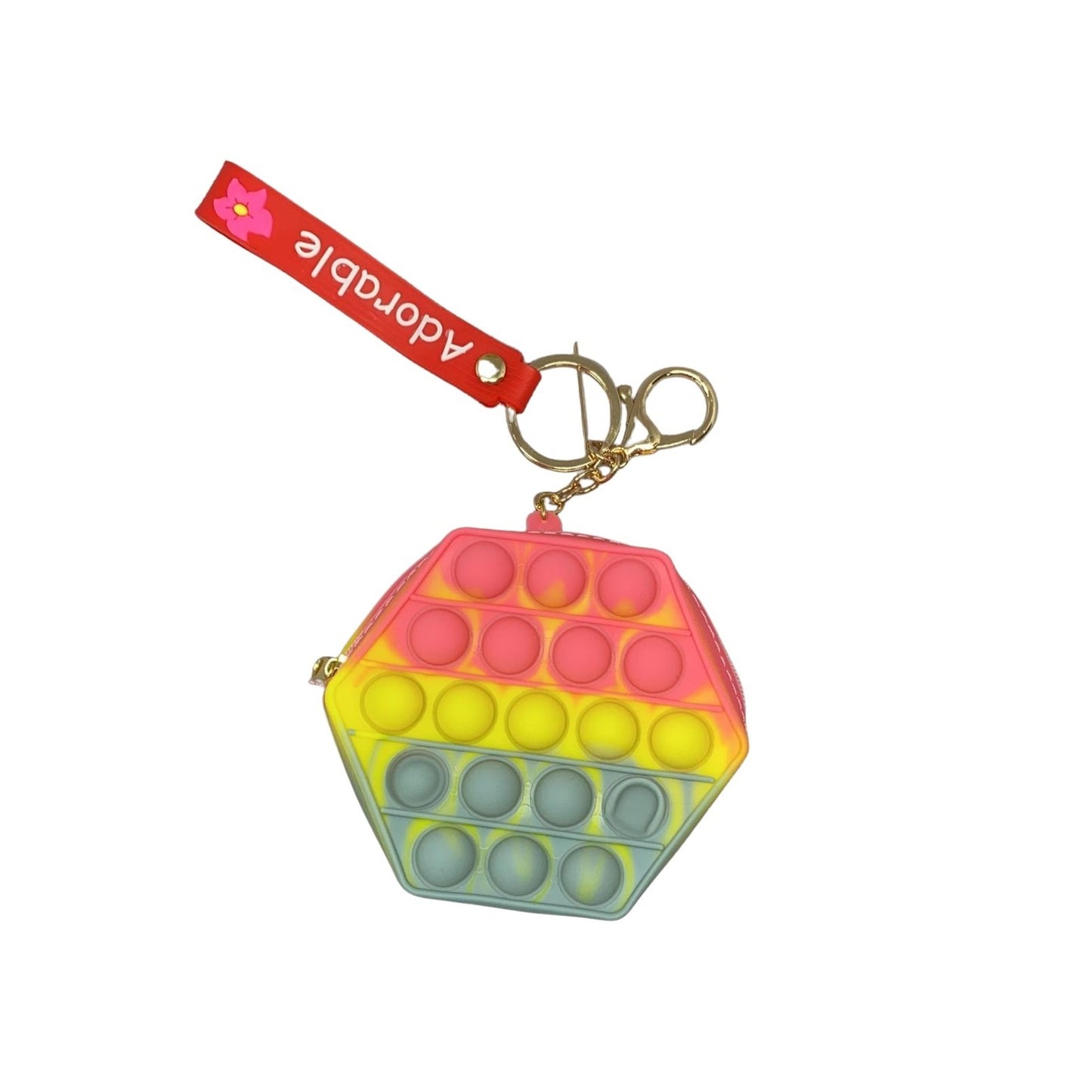 Jucarie antistres din silicon, Klevo, Pop It Now and Flip It, Portofel hexagon, Roz/Gri