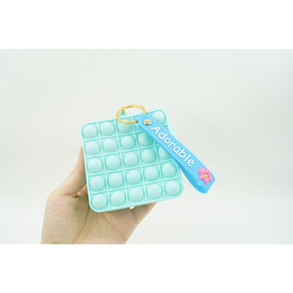 Jucarie antistres din silicon, Klevo, Pop It Now and Flip It, Portofel patrat, Verde/Bleu