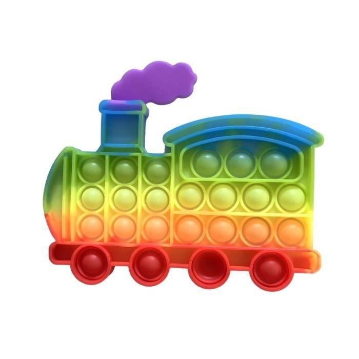 Jucarie antistres din silicon, Klevo, Pop It Now and Flip It, Tren, Multicolor