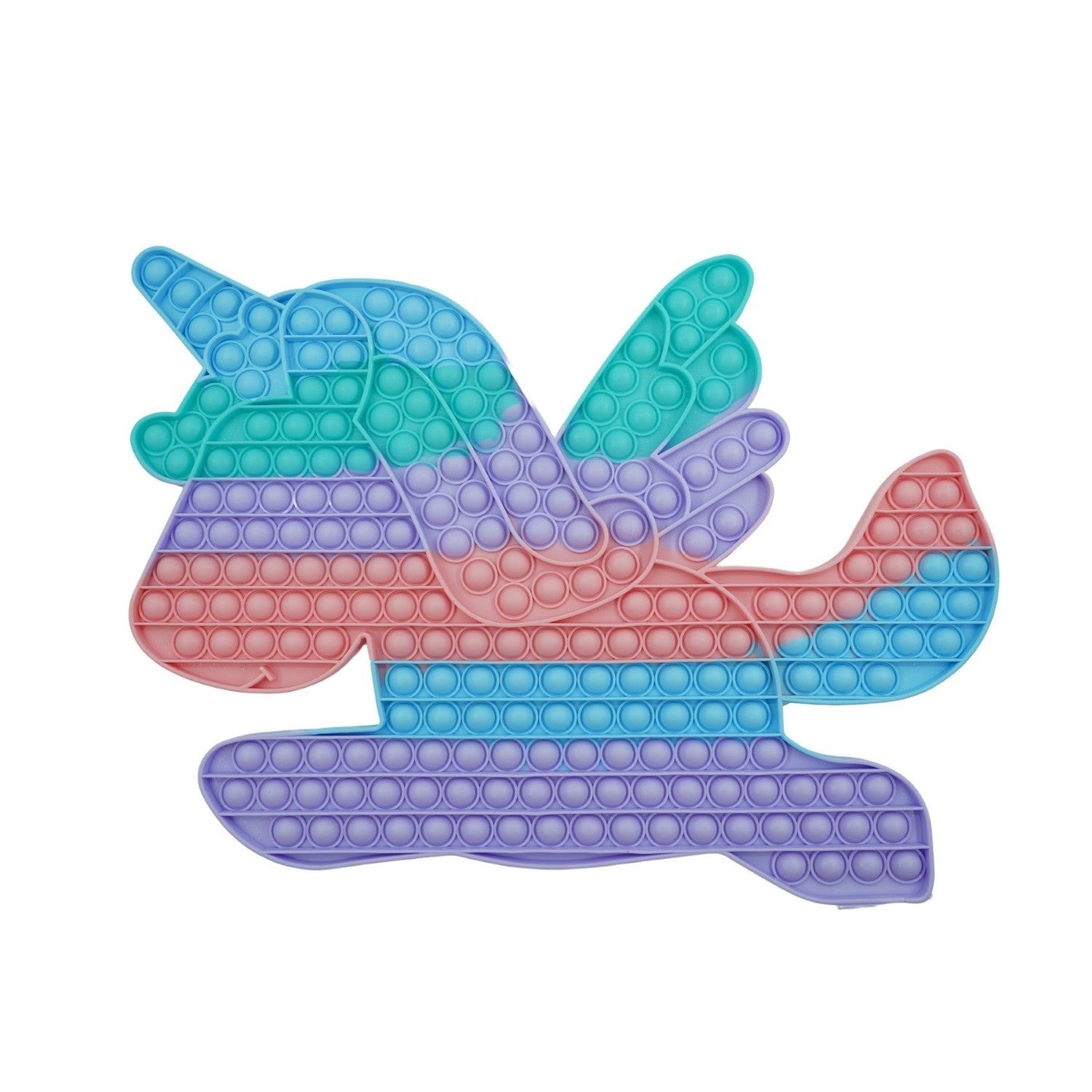 Jucarie antistres din silicon Klevo, Pop it Now and Flip It ,Unicorn cu aripi ,Curcubeu