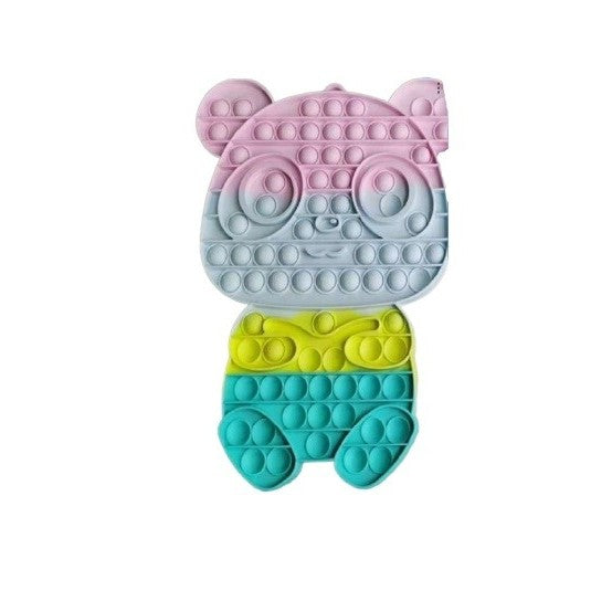 Jucarie antistres din silicon Klevo, Pop it Now and Flip It , Ursulet Panda, Multicolor, Model 1