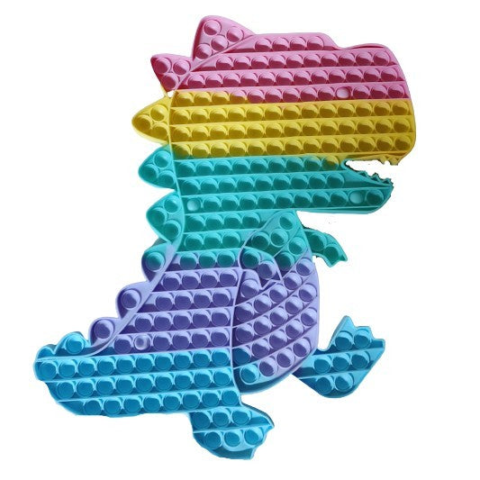 Jucarie antistres din silicon, Klevo, Pop It Now, Dinozaur, Multicolor, 45x32 cm, Model 3