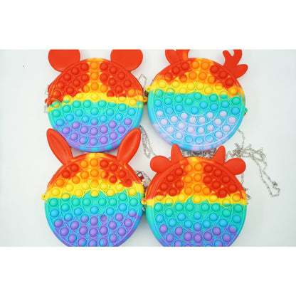 Jucarie antistres din silicon, Pop it Now and Flip It, Klevo, Geanta, Model 1, Multicolor