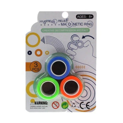 Jucarie antistres Klevo, inele magnetice, 3 piese, Multicolor