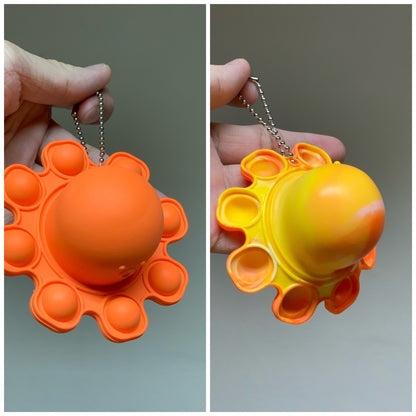 Jucarie Antistres, Klevo, Tip Pop It, Caracatita Reversibila, din Silicon, 20 x 10 cm, Portocaliu