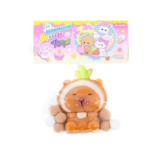 Jucarie Antistres Squishy, Klevo, cu Revenire Lenta, Model Capybara, 7cmx6.5 cm, din TPR, Ambalaj Transparent, Maro