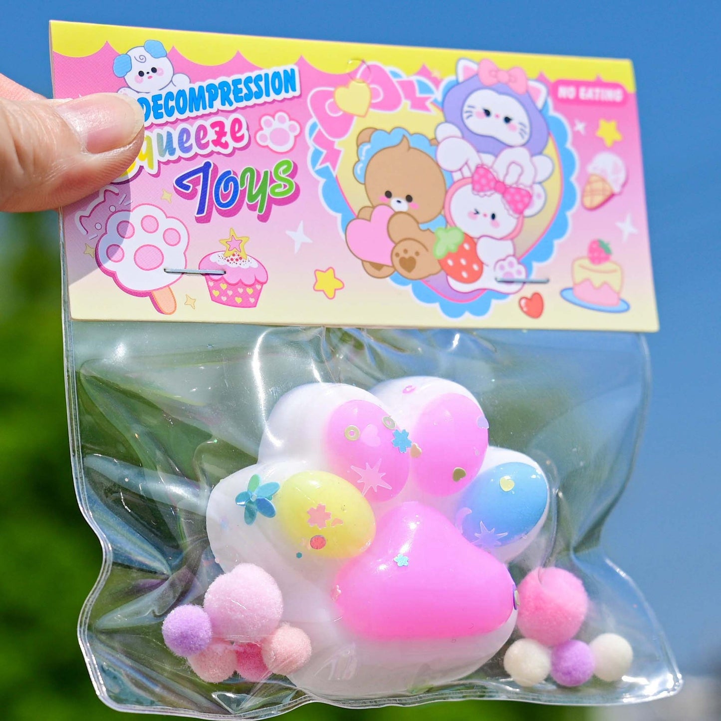 Jucarie Antistres Squishy, Klevo, cu Revenire Lenta, Labuta de Pisica Pufoasa, 7.5 cm, Ambalaj Transparent, Model 27056, Multicolor