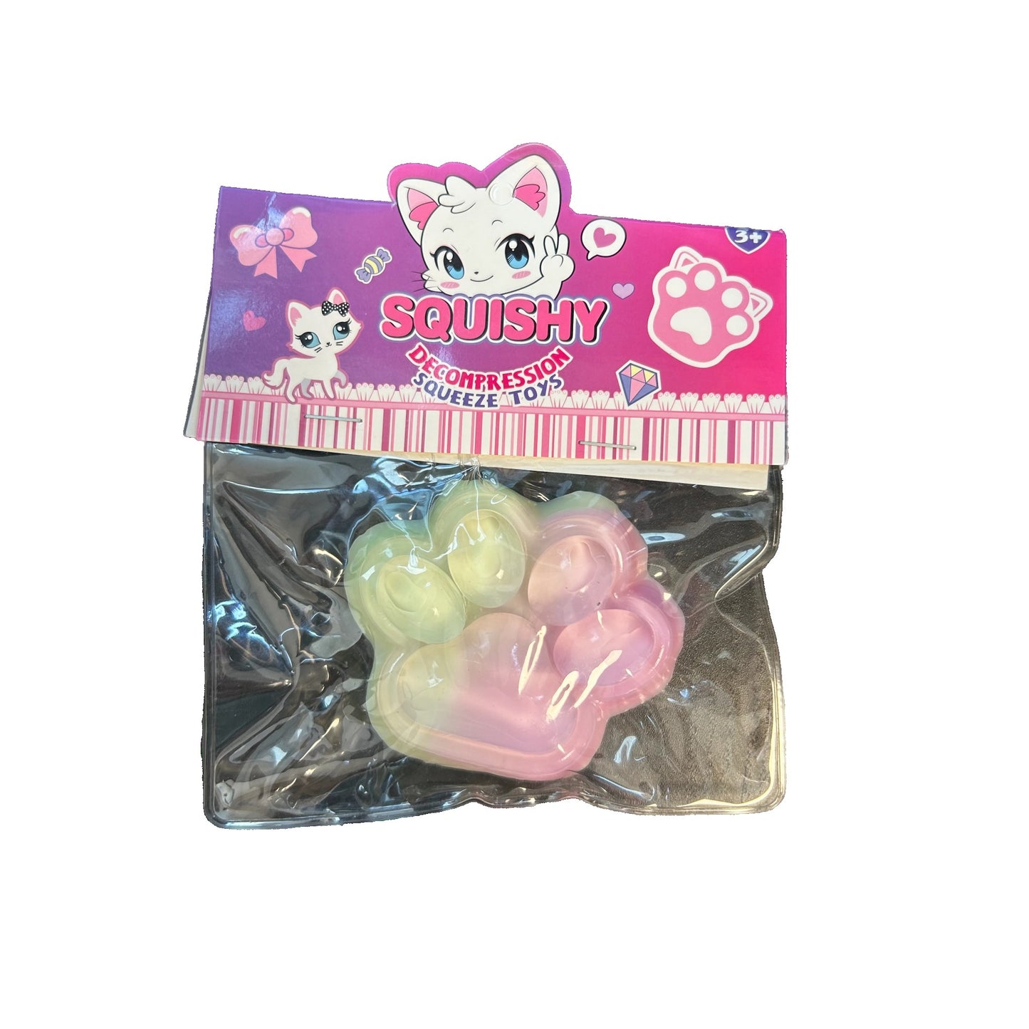 Jucarie Antistres Squishy, Klevo, cu Revenire Lenta, Labuta de Pisica Pufoasa, 7.5 cm, Ambalaj Transparent, Model 270511, Multicolor