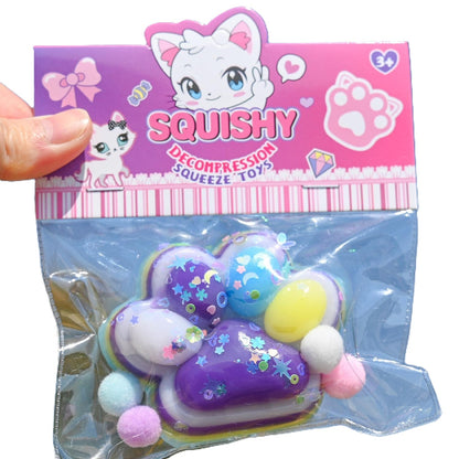 Jucarie Antistres Squishy, Klevo, Labuta de Pisica Squeeze Toys, cu Revenire Lenta, 7.5 cm, Model 270513, Multicolor