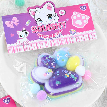Jucarie Antistres Squishy, Klevo, Labuta de Pisica Squeeze Toys, cu Revenire Lenta, 7.5 cm, Model 270513, Multicolor