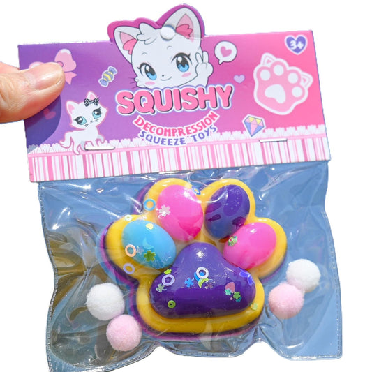 Jucarie Antistres Squishy, Klevo, Labuta de Pisica Squeeze Toys, cu Revenire Lenta, 7.5 cm, Model 270514, Multicolor