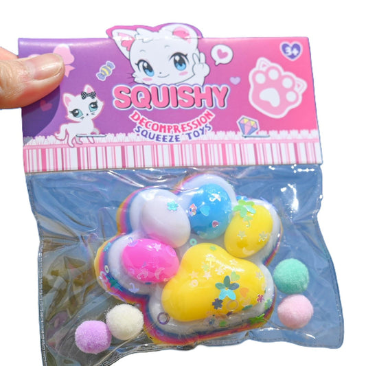 Jucarie Antistres Squishy, Klevo, Labuta de Pisica Squeeze Toys, cu Revenire Lenta, 7.5 cm, Model 270515, Multicolor