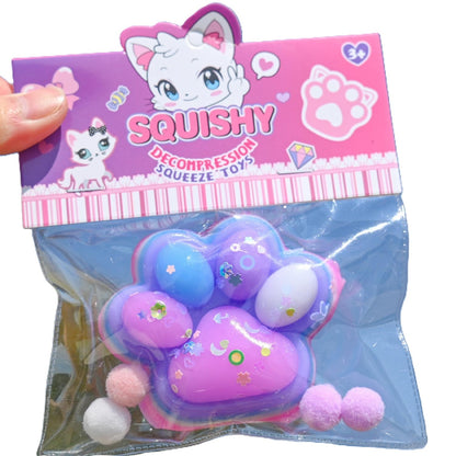 Jucarie Antistres Squishy, Klevo, Labuta de Pisica Squeeze Toys, cu Revenire Lenta, 7.5 cm, Model 270516, Multicolor