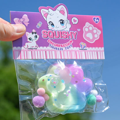 Jucarie Antistres Squishy, Klevo, Labuta de Pisica Squeeze Toys, cu Revenire Lenta, 7.5 cm, Model 270521, Multicolor