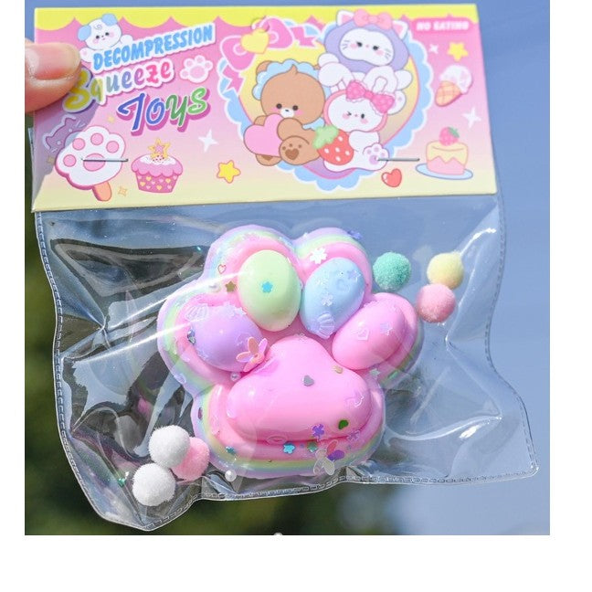 Jucarie Antistres Squishy, Klevo, Labuta de Pisica Pufoasa, cu Revenire Lenta, 7.5 x 8.5 cm, Model 27052, Multicolor