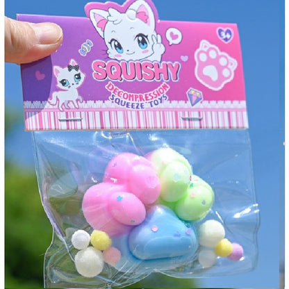 Jucarie Antistres Squishy, Klevo, cu Revenire Lenta, Labuta de Pisica Pufoasa, 7.5 cm, Ambalaj Transparent, Model 27057, Multicolor