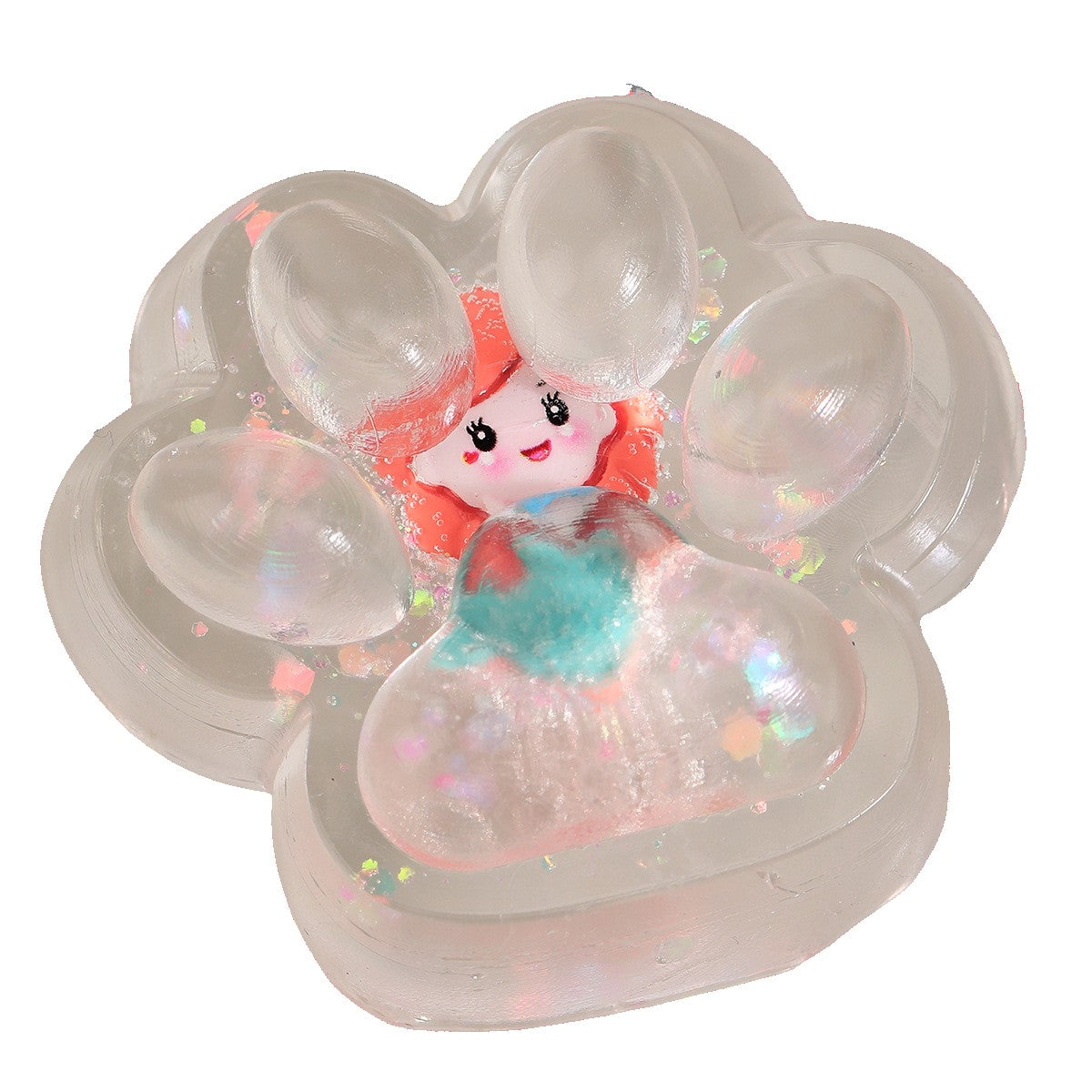 Jucarie Antistres Squishy, Klevo, Labuta de Pisica Pufoasa, cu Revenire Lenta, 7 x 6.5 cm, Model Printesa, Multicolor