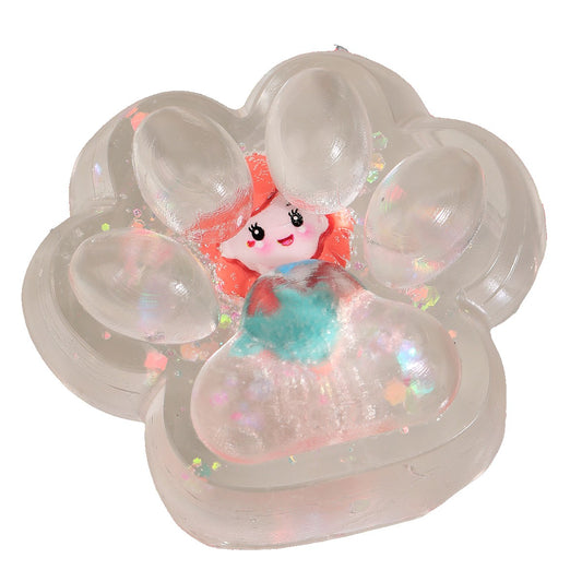 Jucarie Antistres Squishy, Klevo, Labuta de Pisica Pufoasa, cu Revenire Lenta, 7 x 6.5 cm, Model Printesa, Multicolor