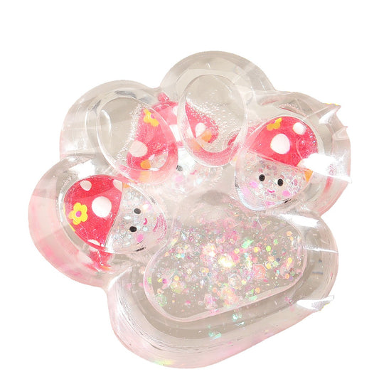 Jucarie Antistres Squishy, Klevo, Labuta de Pisica Pufoasa, cu Revenire Lenta, 7 x 6.5 cm, Model Ciuperca, Multicolor