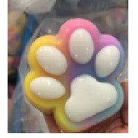 Jucarie Antistres Squishy, Klevo, cu Revenire Lenta, Labuta de Pisica Pufoasa, 8.5 x 7.5 cm, Ambalaj Transparent, Multicolor Alb